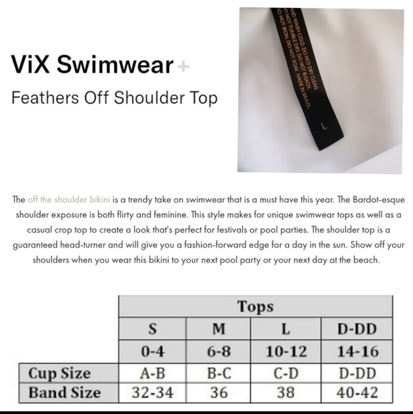 NWT ViX Feathers Off Shoulder Top and Lucy Long Tie Full Bottom Set Size Medium - Picture 3 of 11